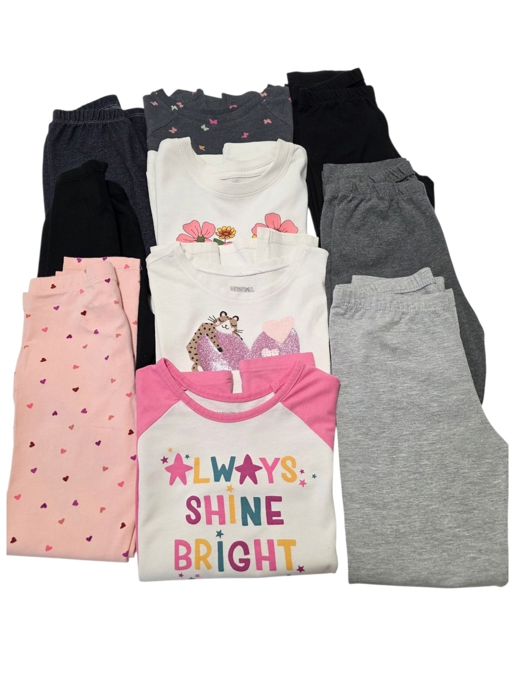 Girls' Size 5 Long Sleeve Tops & Pants  - 10 Items Bundle